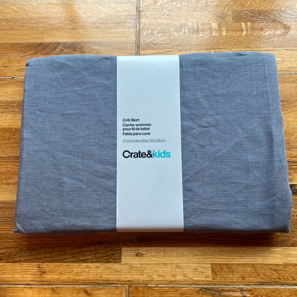 Crate & Barrel Crib Skirt Linen Cotton New Dark Blue